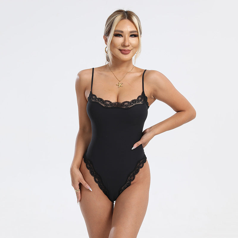 Spitzenbesetzter schlank machender Camisole-Bodysuit
