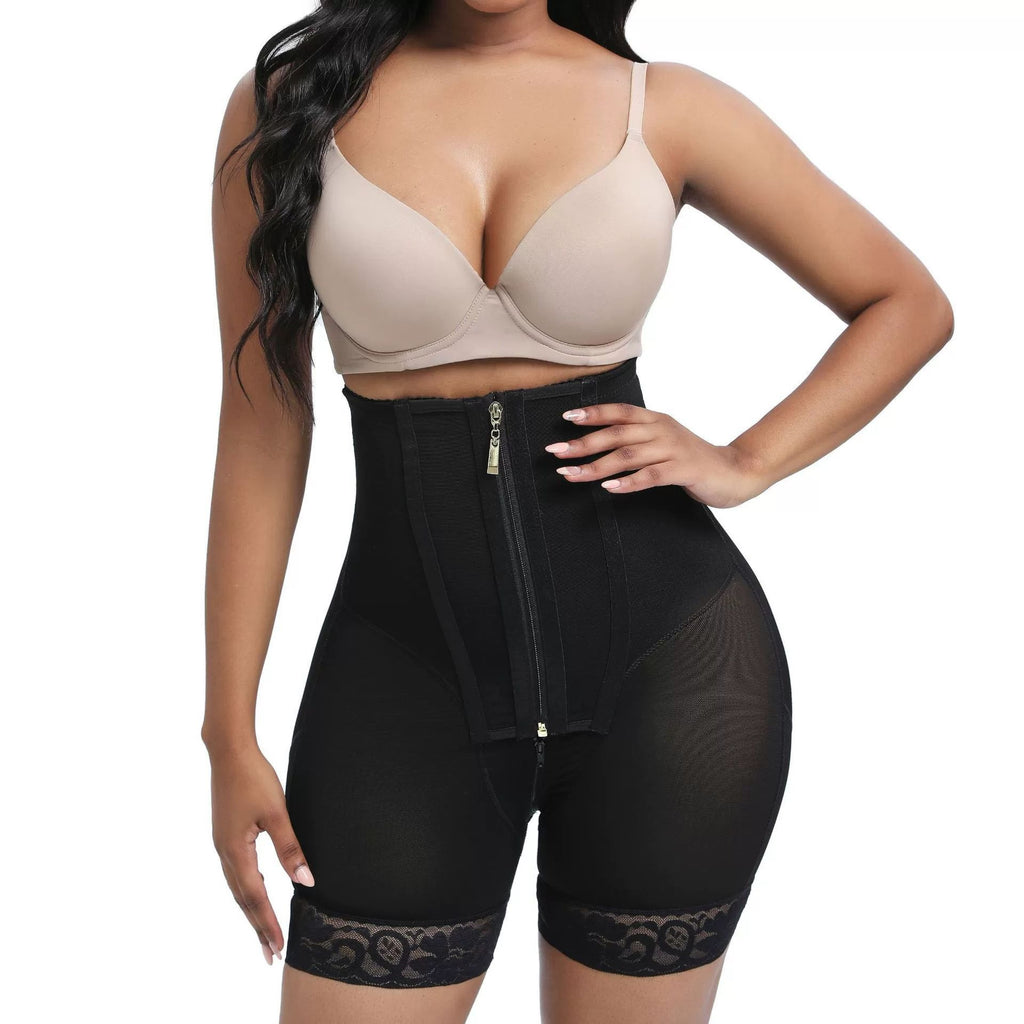 Short de maintien sculptant taille haute à fermeture éclair frontale