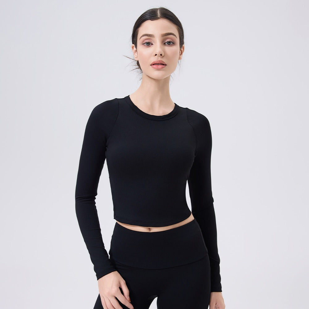 Crop top met lange mouwen en sculpturerende werking