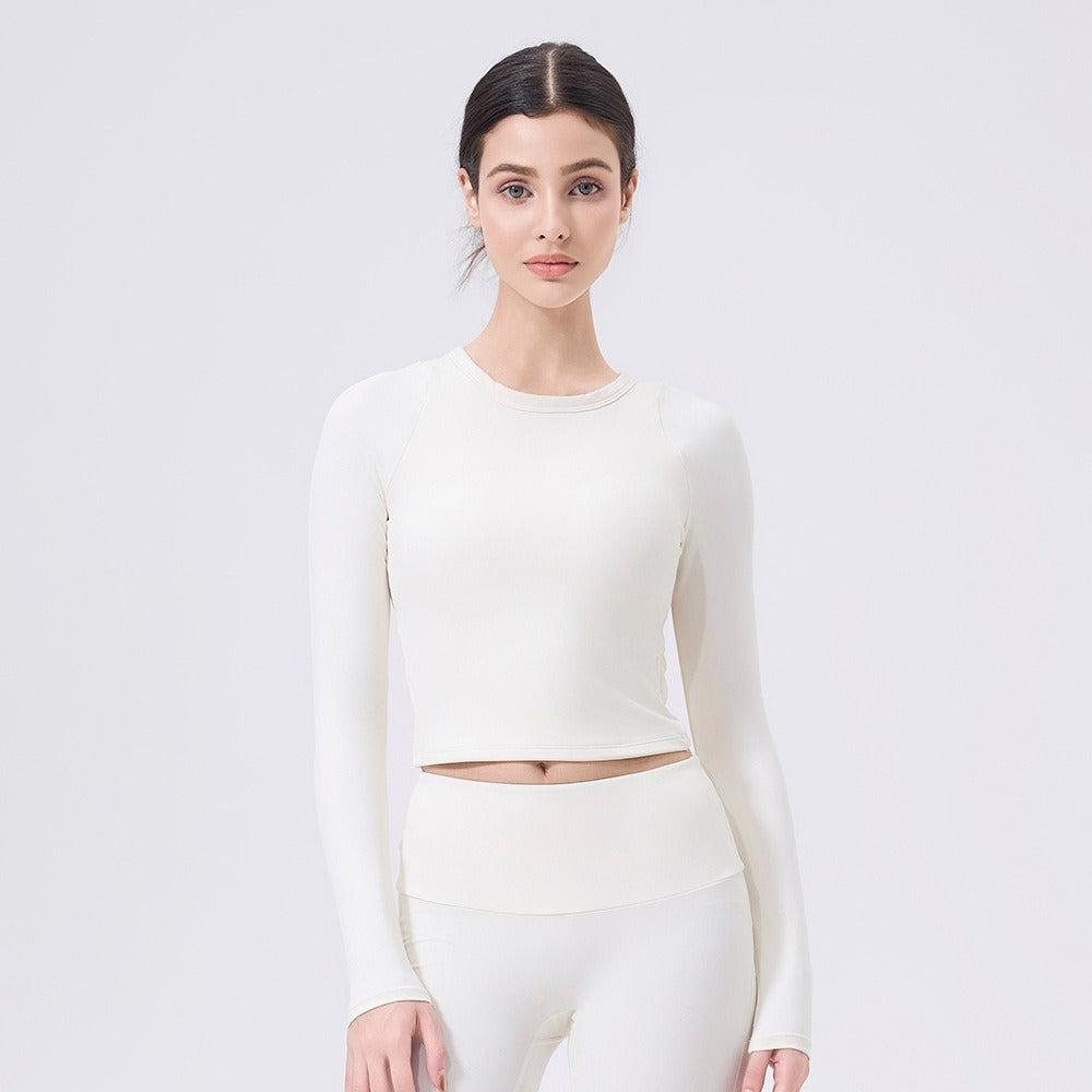 Crop top met lange mouwen en sculpturerende werking