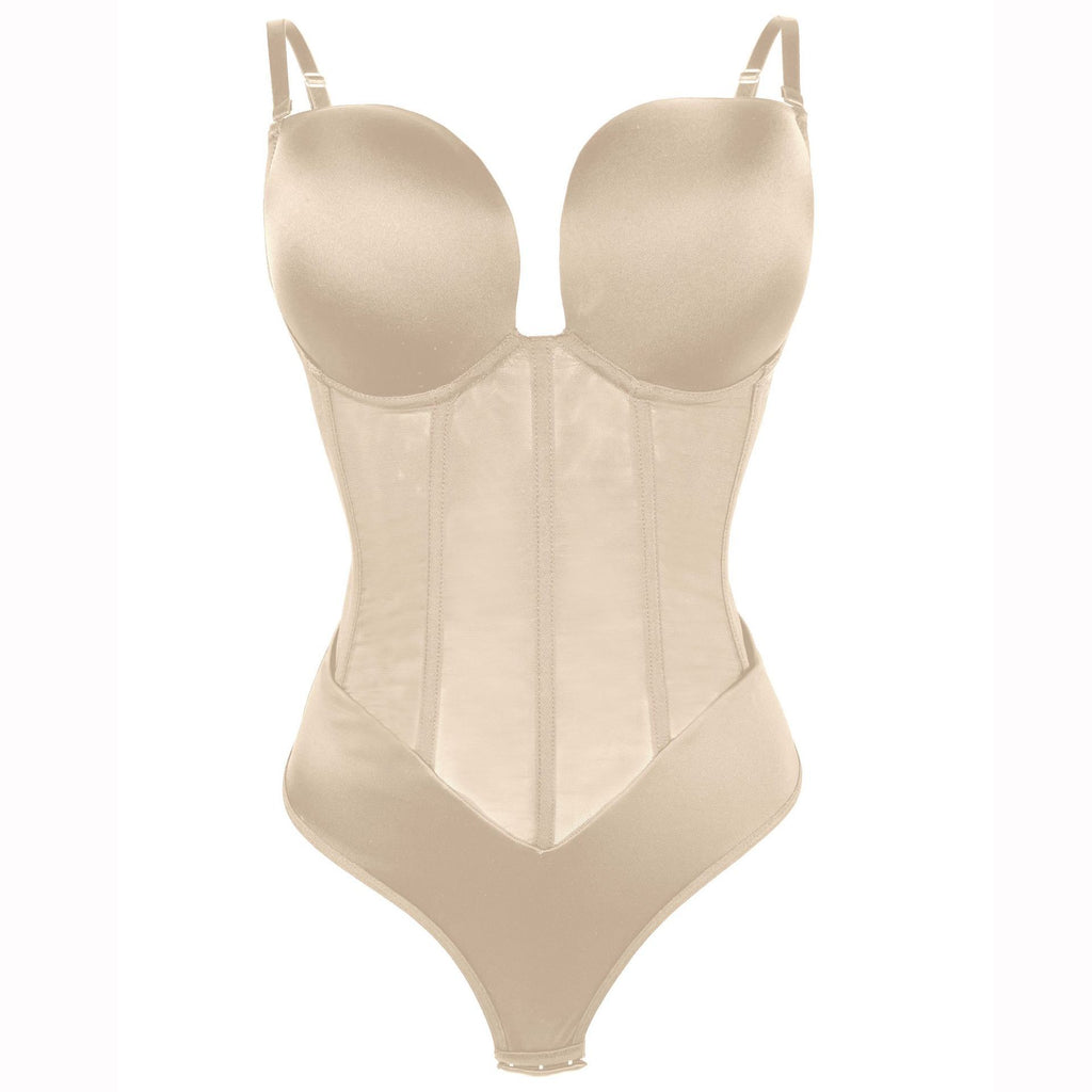 Mesh-Panel Push-Up-Bodysuit
