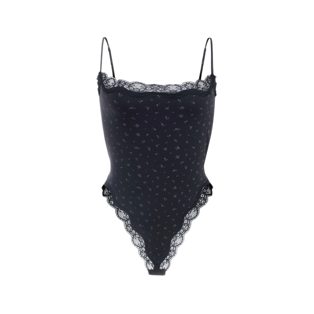 Spitzenbesetzter String-Bodysuit
