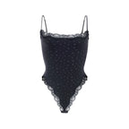 Spitzenbesetzter String-Bodysuit