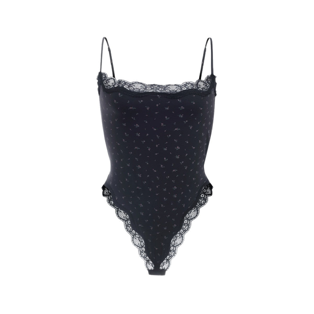 Spitzenbesetzter String-Bodysuit