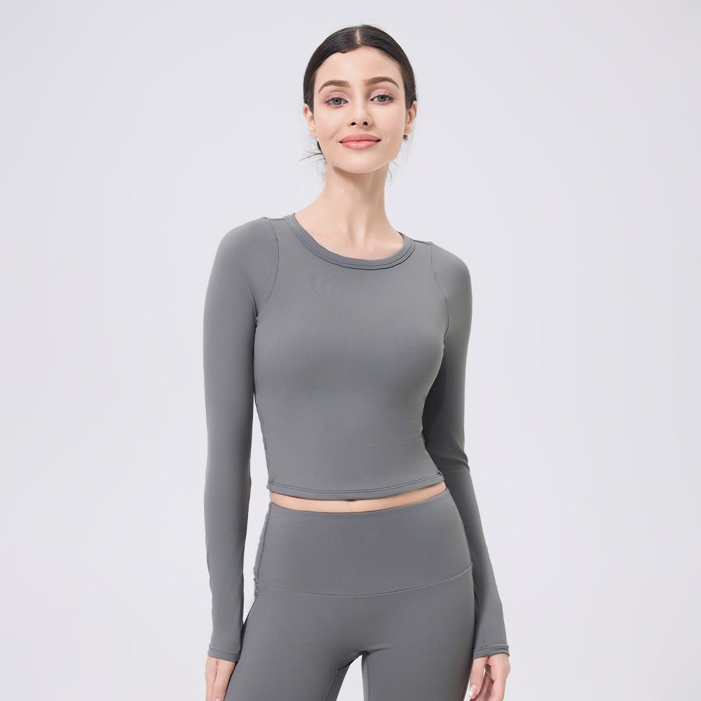 Crop top met lange mouwen en sculpturerende werking