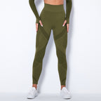 Legging Sculptant Taille Haute en Maille Sans Coutures
