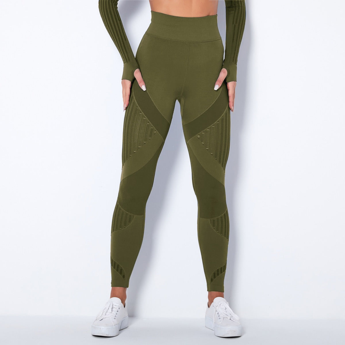 Legging Sculptant Taille Haute en Maille Sans Coutures