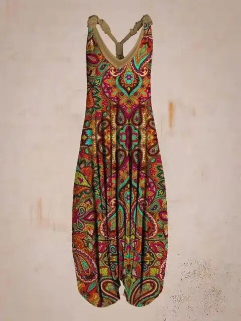 Boho Jumpsuit with Adjustable Straps – Perfect for Summer - Mosaic