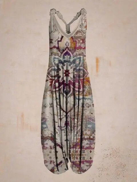 Boho Jumpsuit with Adjustable Straps – Perfect for Summer - White