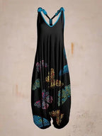 Boho Jumpsuit with Adjustable Straps – Perfect for Summer - Black