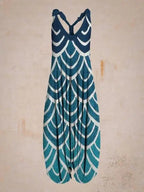 Boho Jumpsuit with Adjustable Straps – Perfect for Summer - Blue Shaded