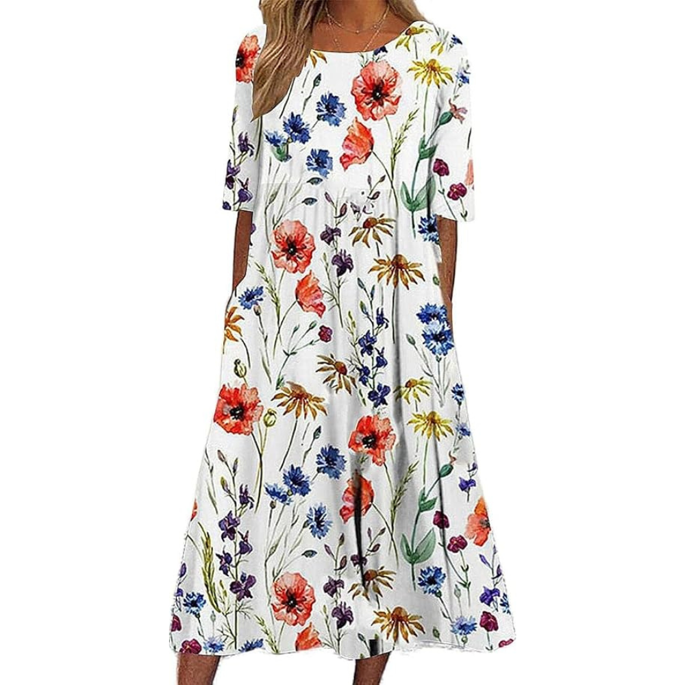 Floral Midi Summer Dress – Lightweight Day To Night for Women