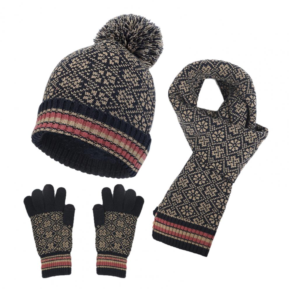 Conjunto de invierno de punto de 3 piezas para mujer