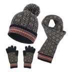 Conjunto de invierno de punto de 3 piezas para mujer