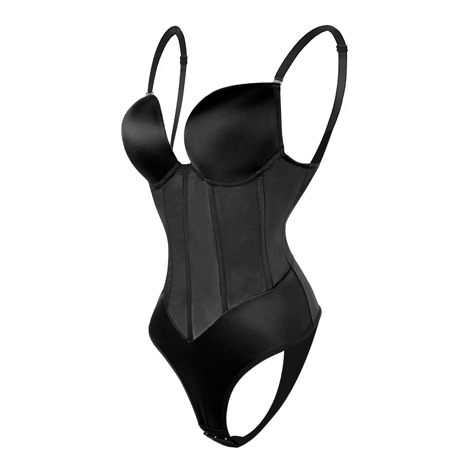Mesh-Panel Push-Up-Bodysuit