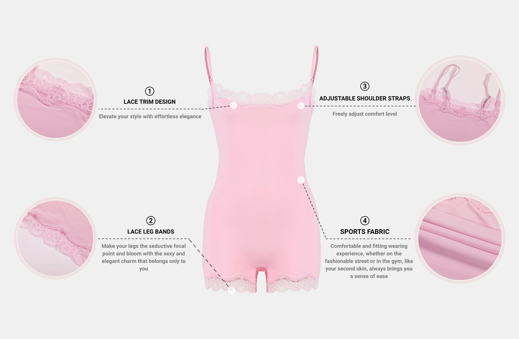 Spitzenbesetzte formende Bodysuit-Shorts