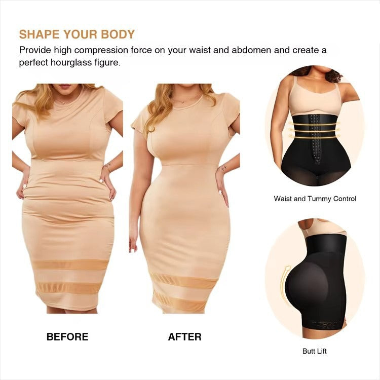 Hook-Closure Waist Shaping Shorts