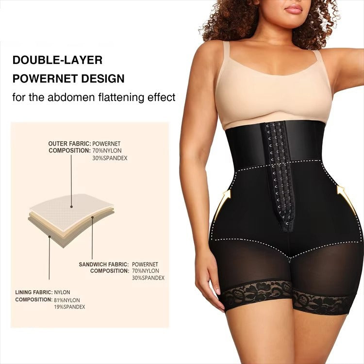 Hook-Closure Waist Shaping Shorts