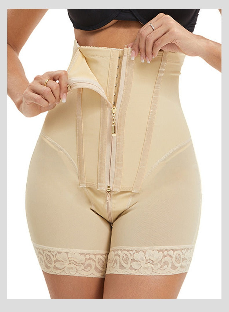 Front-Zip High-Waist Sculpting Shaping Shorts