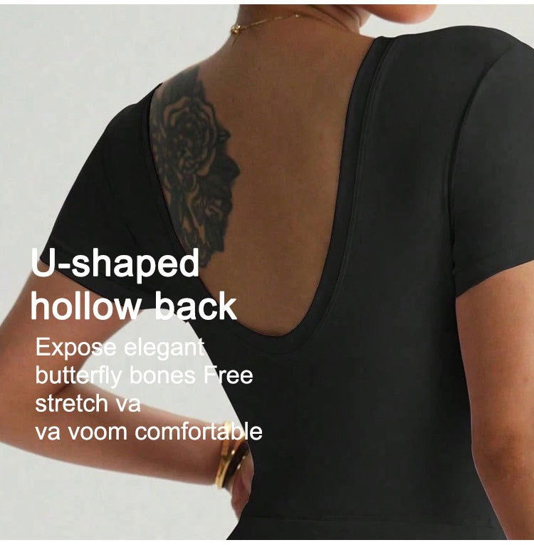 Short-Sleeve Athletic Sculpting Wrap Dress