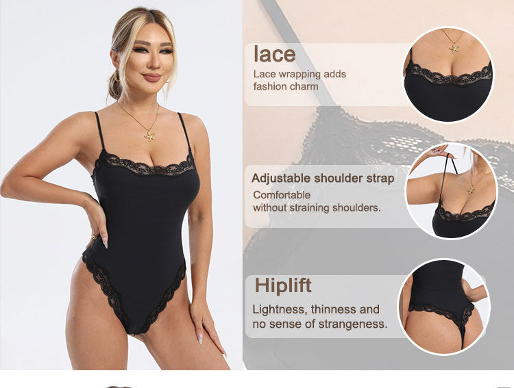 Spitzenbesetzter schlank machender Camisole-Bodysuit