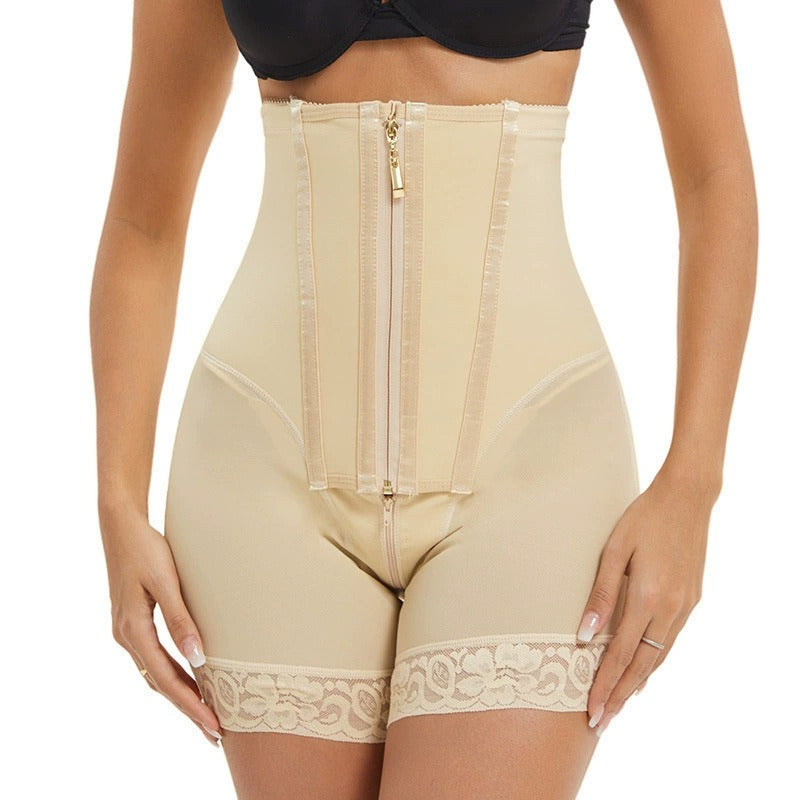 Short de maintien sculptant taille haute à fermeture éclair frontale