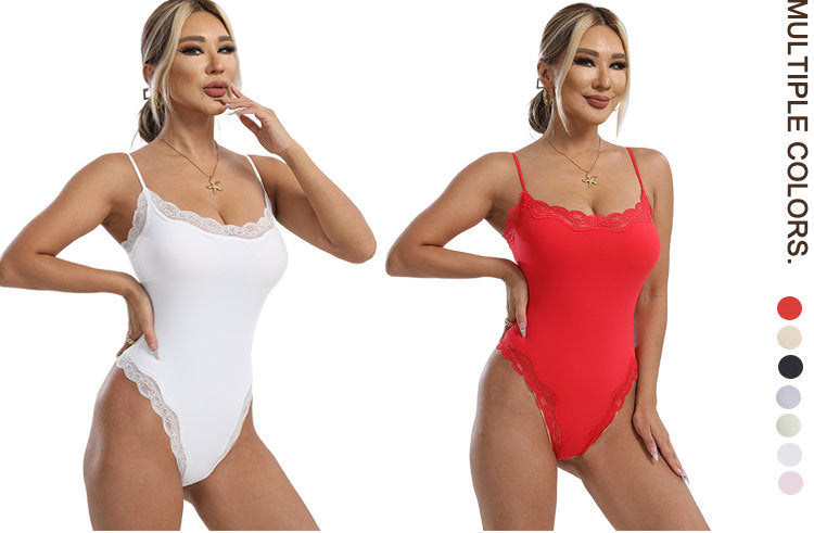 Spitzenbesetzter schlank machender Camisole-Bodysuit