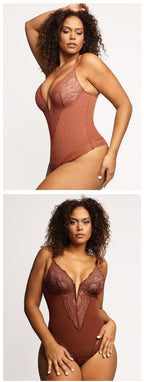 Spitzen-Tief-V formender Bodysuit