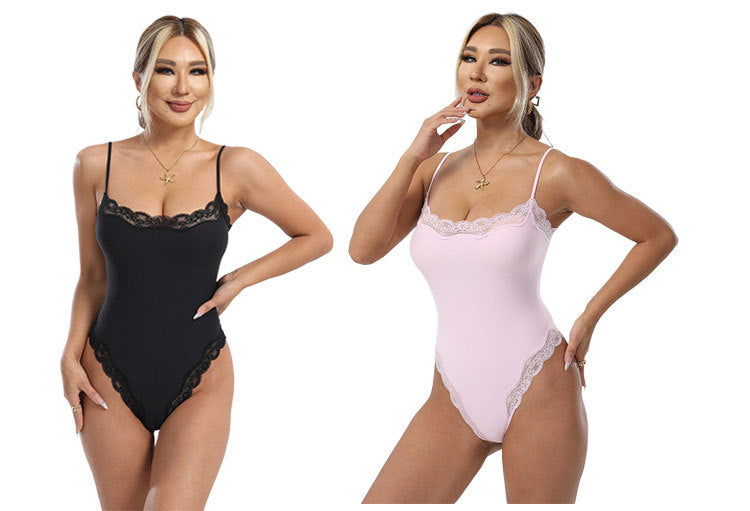 Spitzenbesetzter schlank machender Camisole-Bodysuit