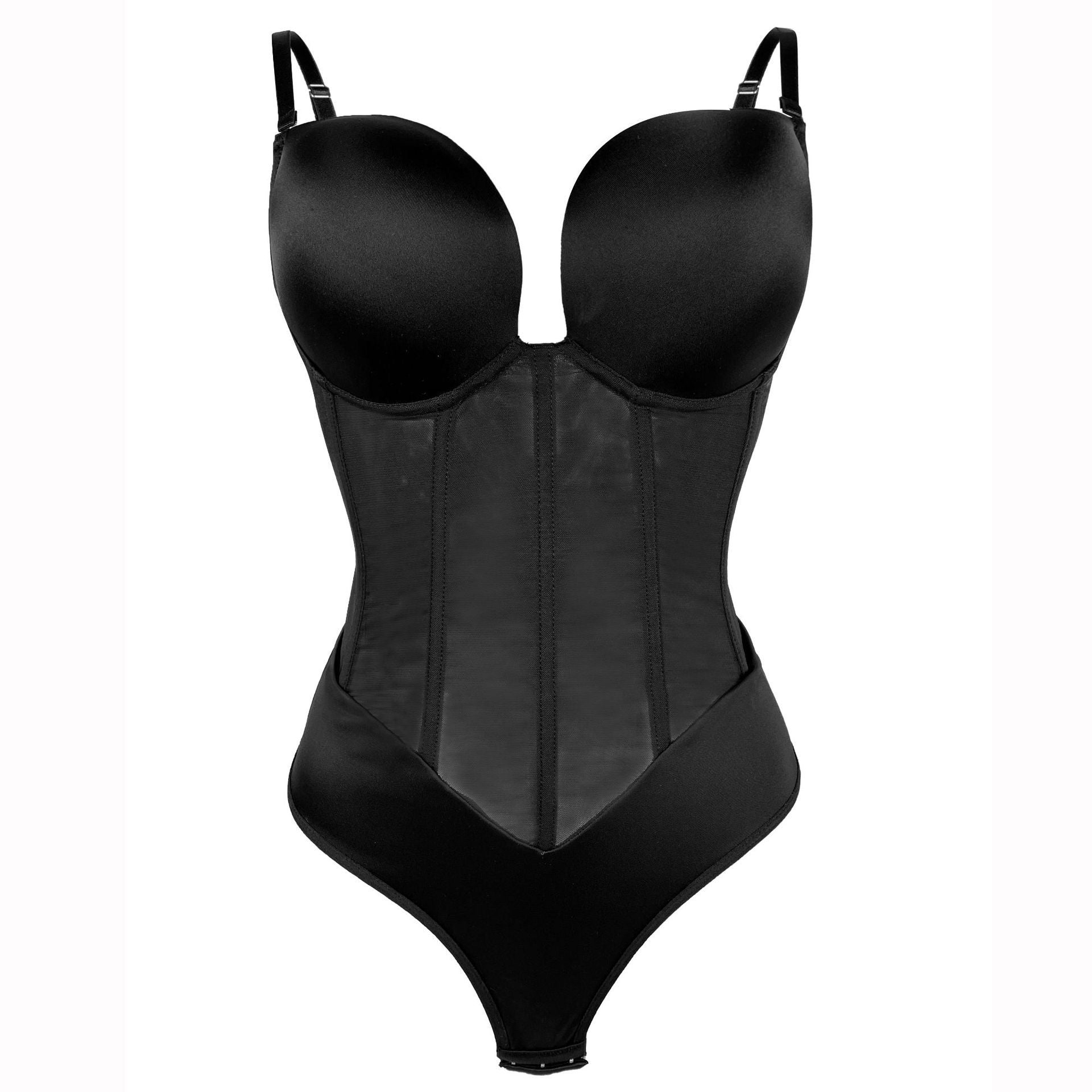Mesh-Panel Push-Up-Bodysuit