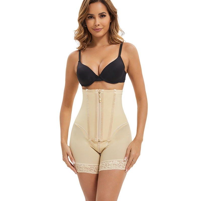 Short de maintien sculptant taille haute à fermeture éclair frontale
