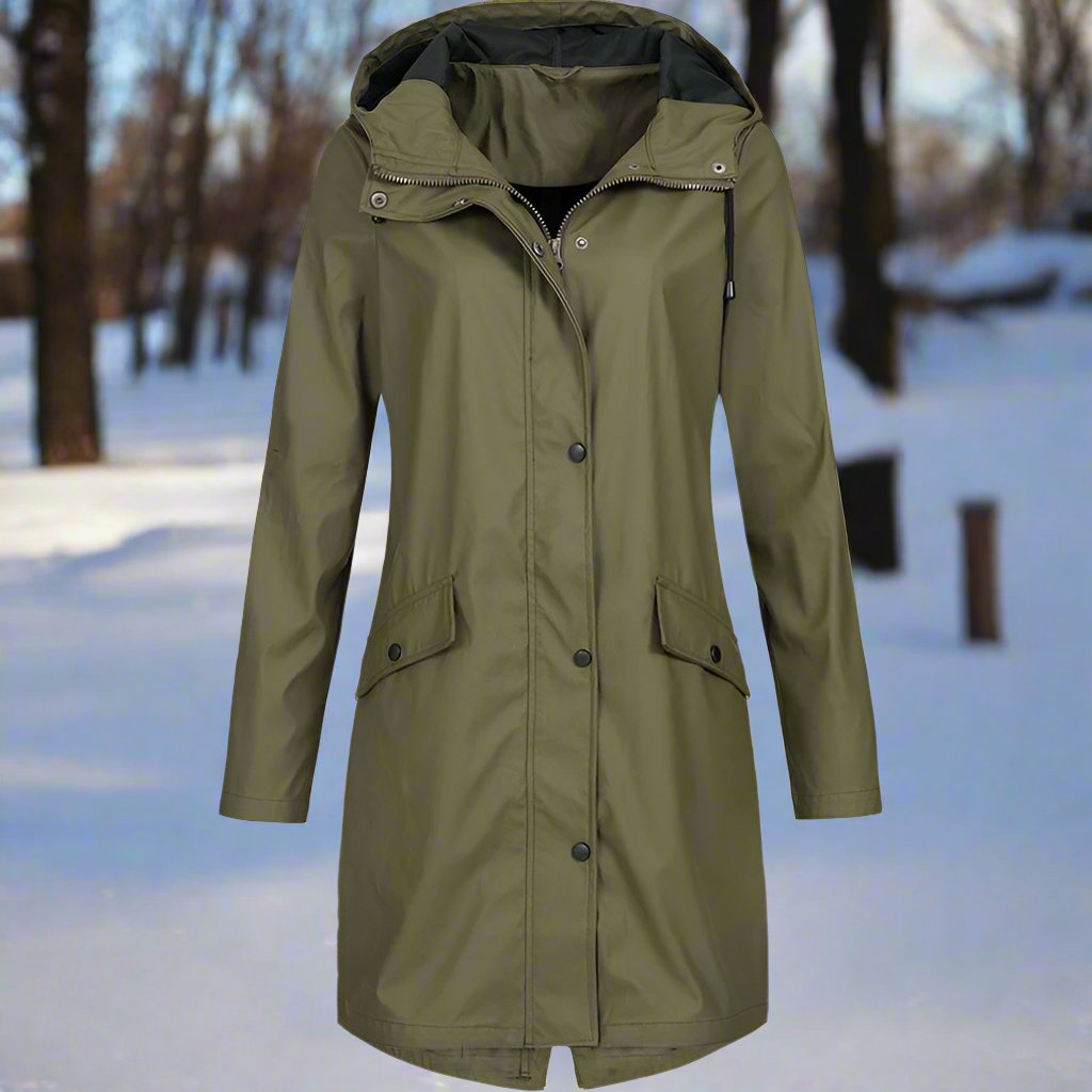 Mid-Thigh Weatherproof Rain Jacket with Hood