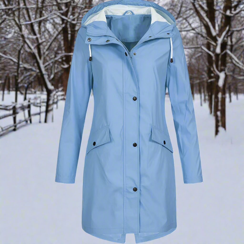 Mid-Thigh Weatherproof Rain Jacket with Hood