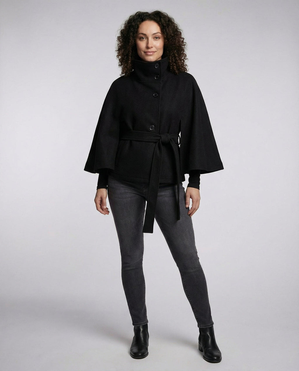 Elegant High-Collar Belted Wrap Jacket for Women