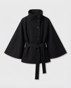 Elegant High-Collar Belted Wrap Jacket for Women