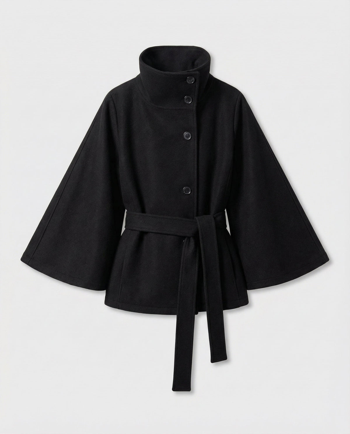 Elegant High-Collar Belted Wrap Jacket for Women