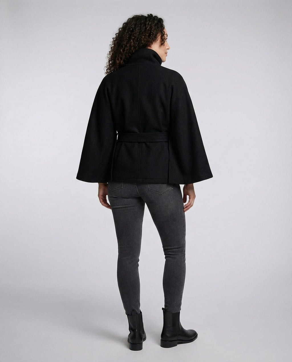 Elegant High-Collar Belted Wrap Jacket for Women