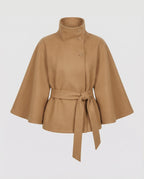 Elegant High-Collar Belted Wrap Jacket for Women