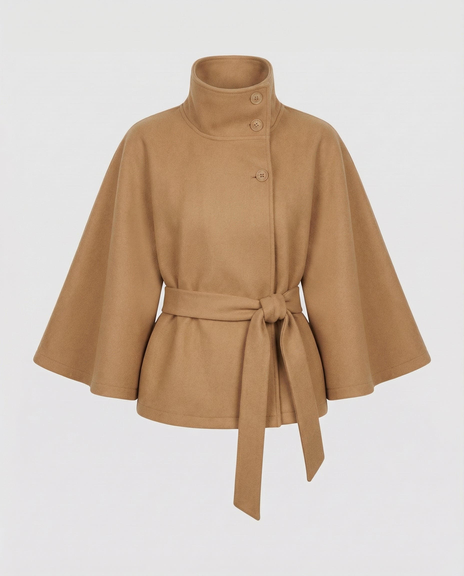 Elegant High-Collar Belted Wrap Jacket for Women
