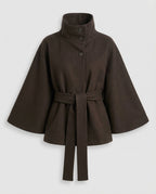 Elegant High-Collar Belted Wrap Jacket for Women