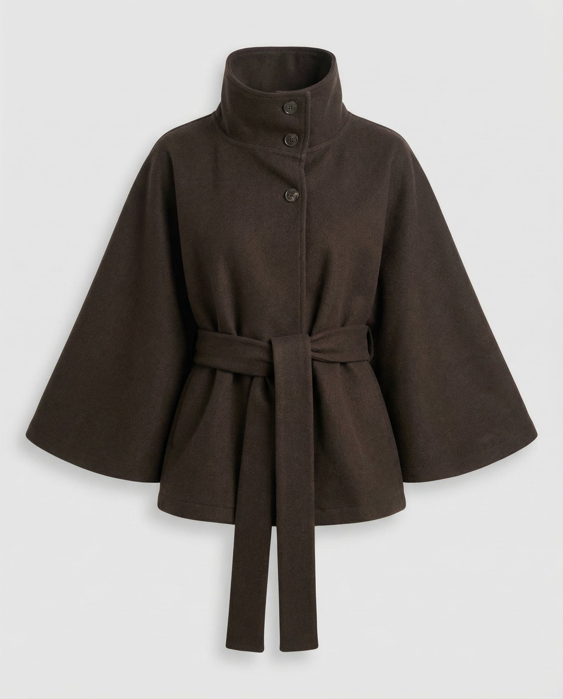 Elegant High-Collar Belted Wrap Jacket for Women