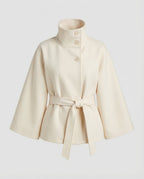 Elegant High-Collar Belted Wrap Jacket for Women