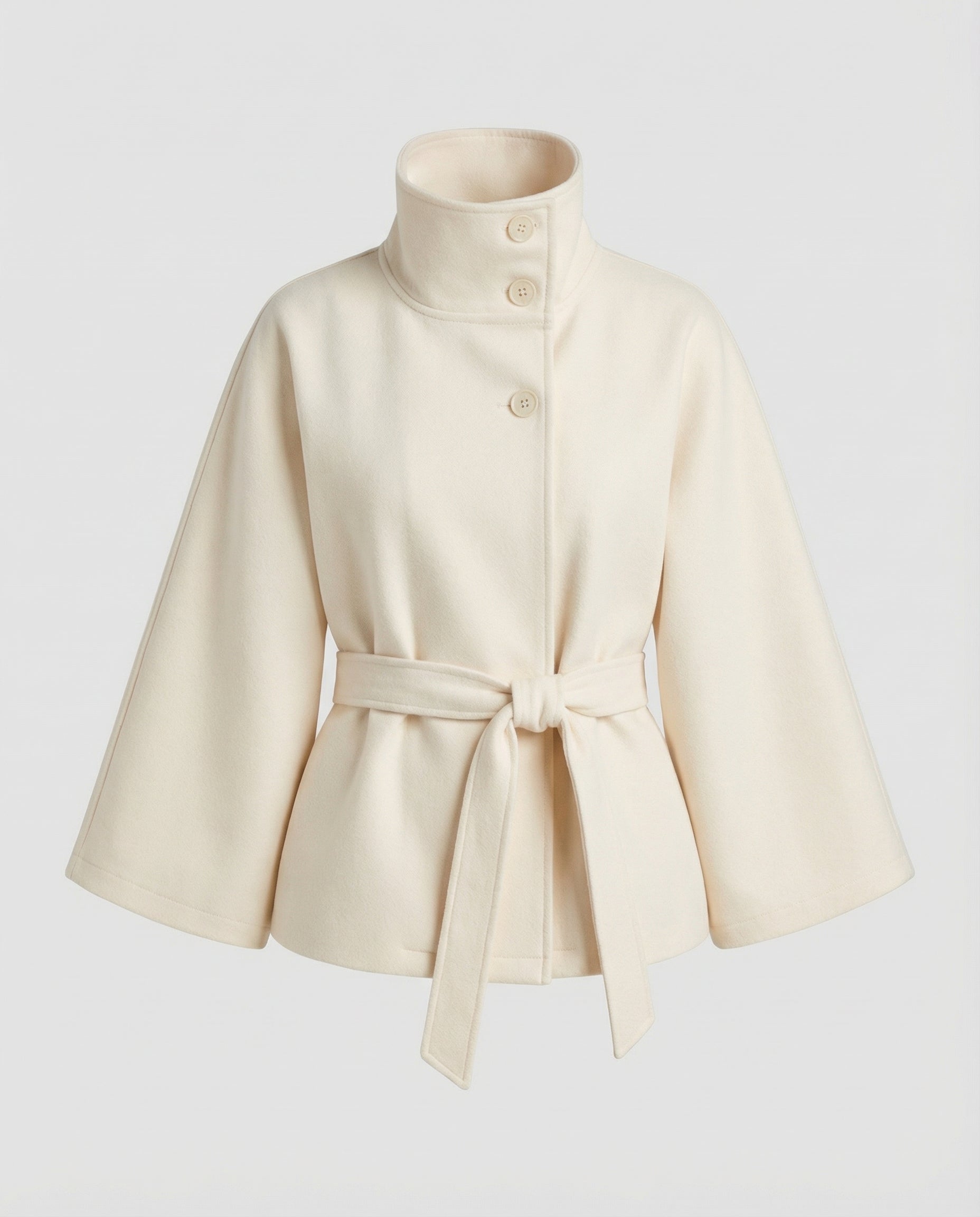 Elegant High-Collar Belted Wrap Jacket for Women