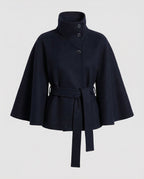 Elegant High-Collar Belted Wrap Jacket for Women