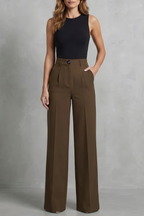 Damen High Waist Hose mit weitem Bein