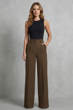 Damen High Waist Hose mit weitem Bein