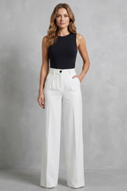 Damen High Waist Hose mit weitem Bein
