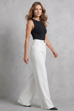 Damen High Waist Hose mit weitem Bein