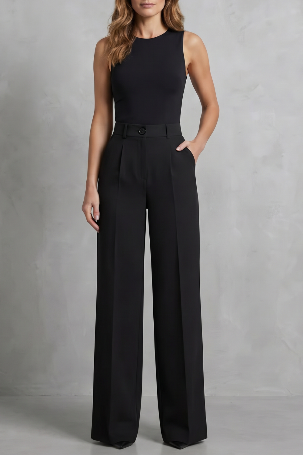 Damen High Waist Hose mit weitem Bein