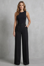 Damen High Waist Hose mit weitem Bein
